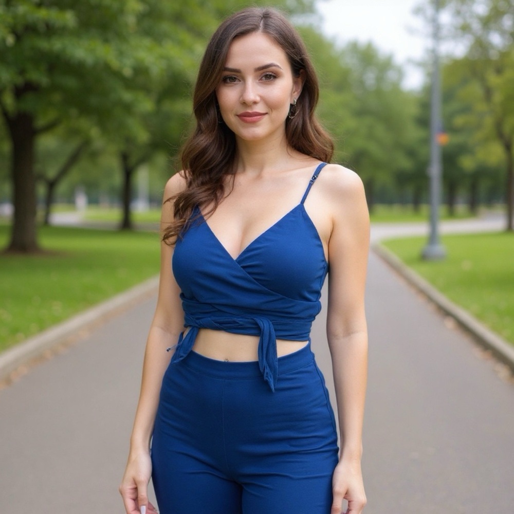 Blue Cutout Wrap Dress